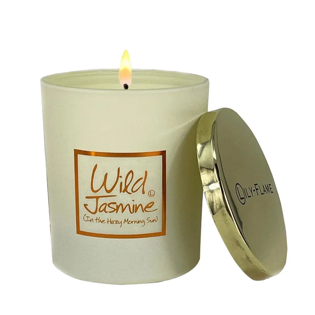 Lily-Flame Wild Jasmine Gold Top Glass Jar Candle