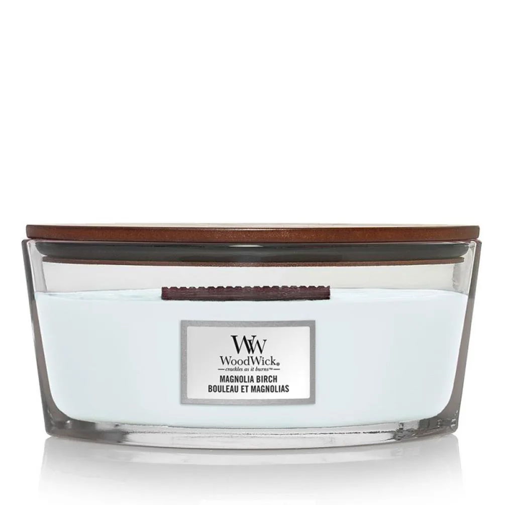 WoodWick Magnolia Birch HearthWick Ellipse Jar Candle