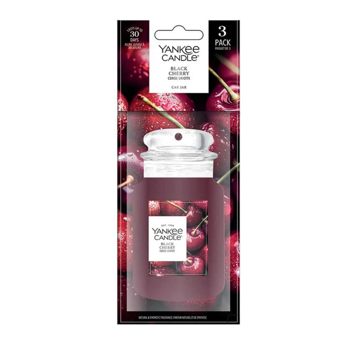 Yankee Candle Black Cherry Car Jar Air Freshener (Pack of 3)
