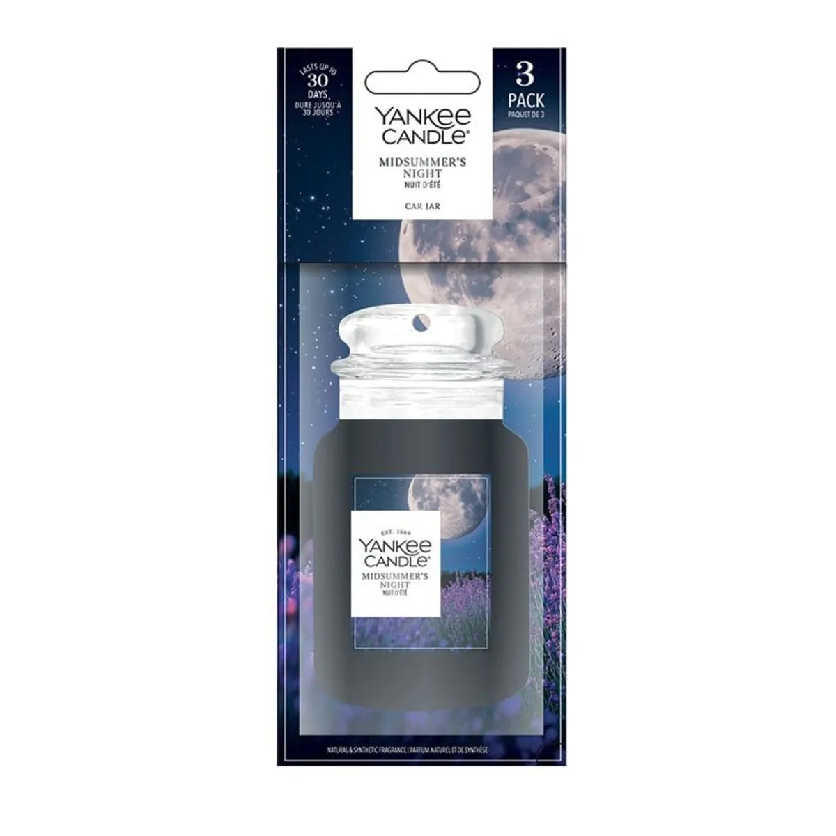 Yankee Candle Midsummers Night Car Jar Air Freshener (Pack of 3)