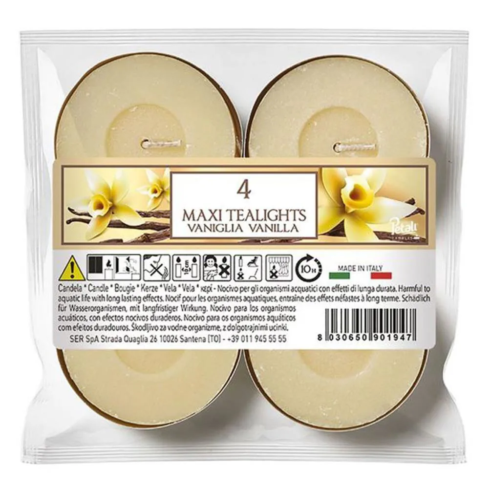 Petali Vanilla Maxi Tealights (Pack of 4)