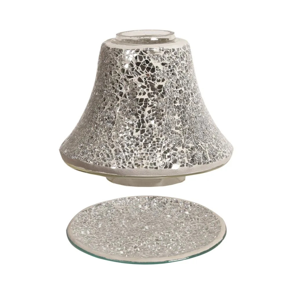 Aroma Silver Crackle Candle Shade & Tray