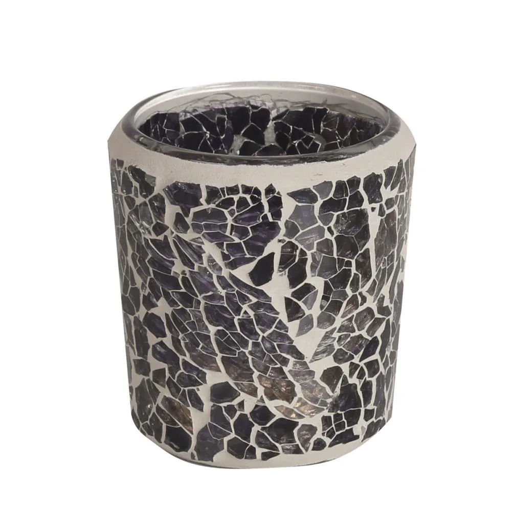 Aroma Black & Gold Crackle Tealight & Votive Holder