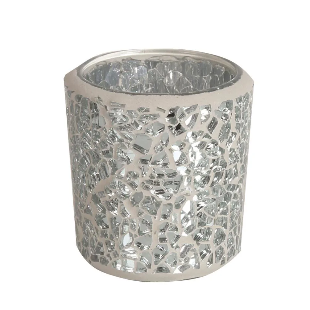 Aroma Silver Crackle Tealight & Votive Holder