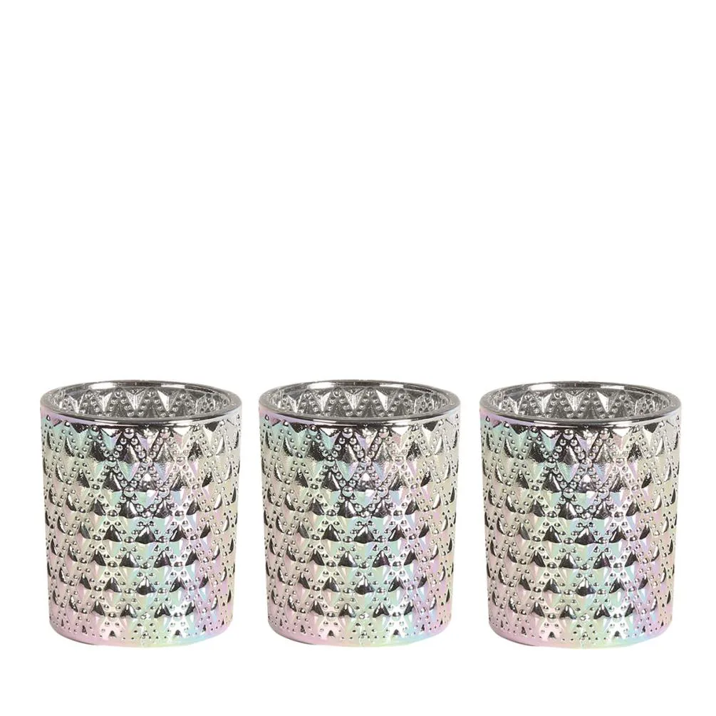 Aroma Silver Lustre 3 Tealight & Votive Holder Set