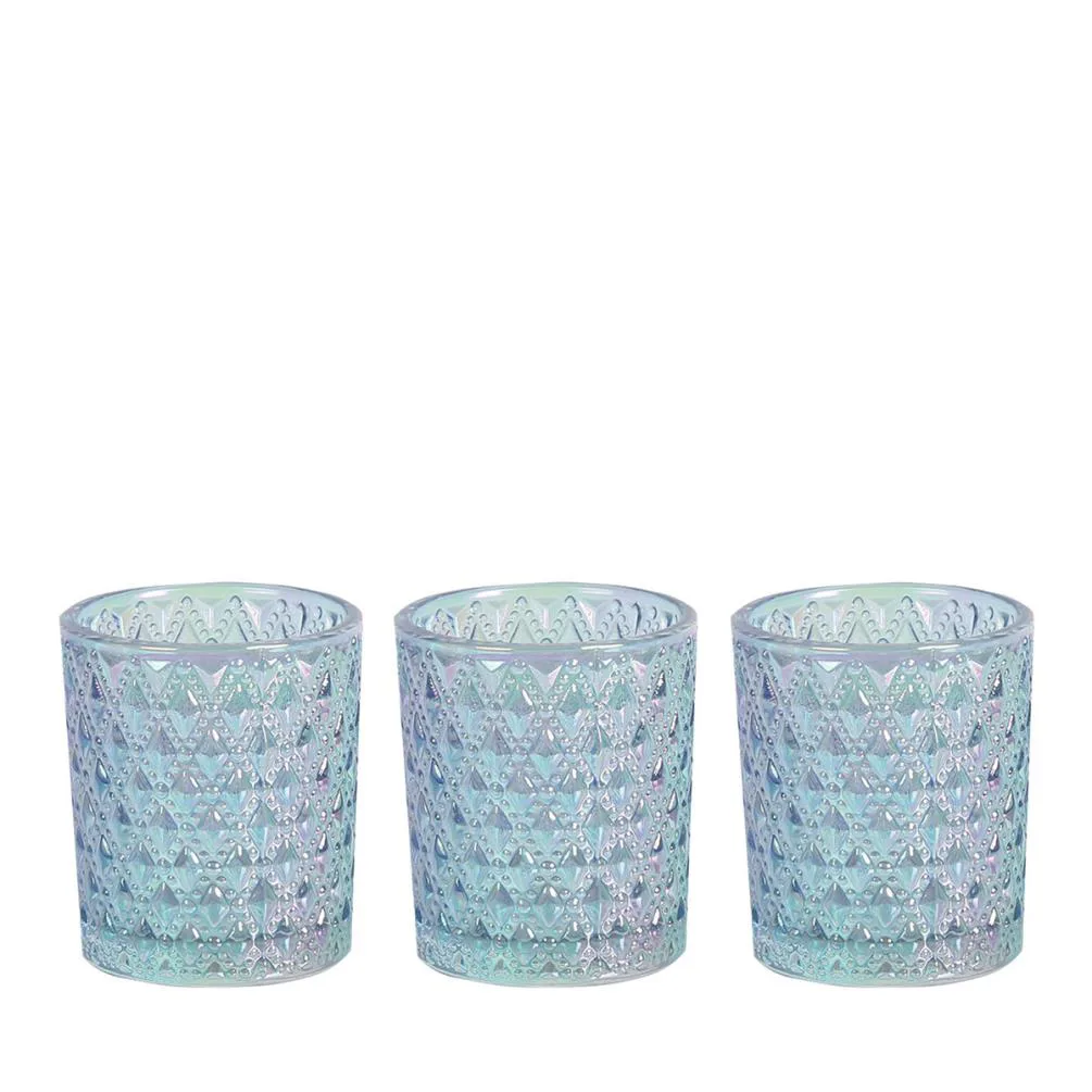 Aroma Blue Lustre 3 Tealight & Votive Holder Set