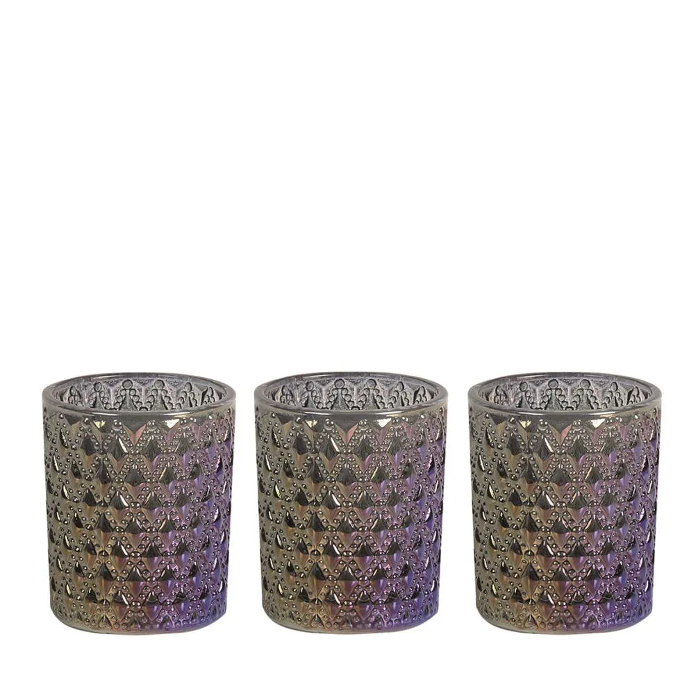 Aroma Grey Lustre 3 Tealight & Votive Holder Set