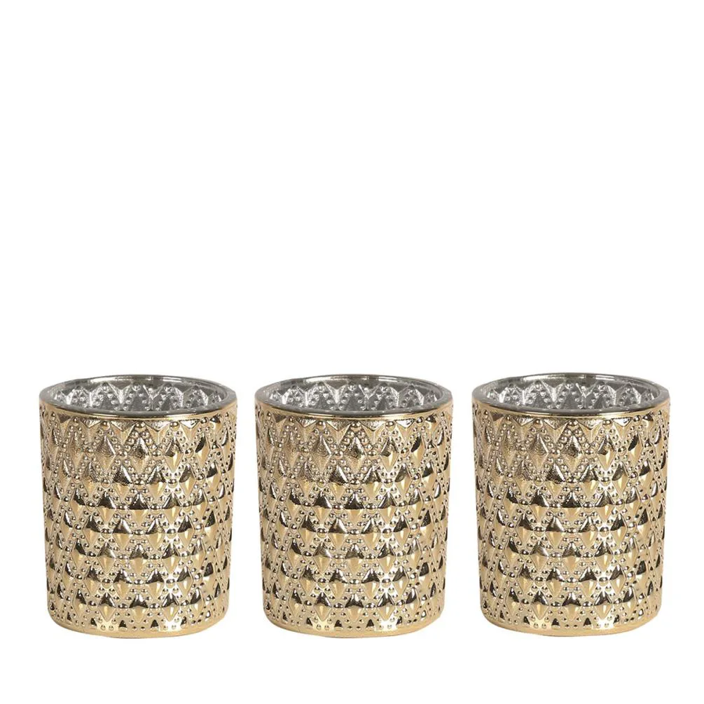 Aroma Champagne Lustre 3 Tealight & Votive Holder Set