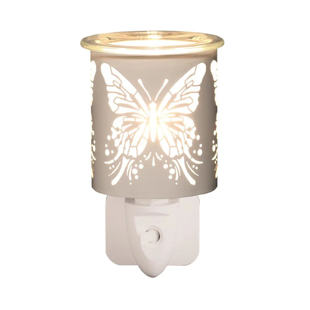 Aroma White &amp; Gold Butterfly Plug In Wax Melt Warmer