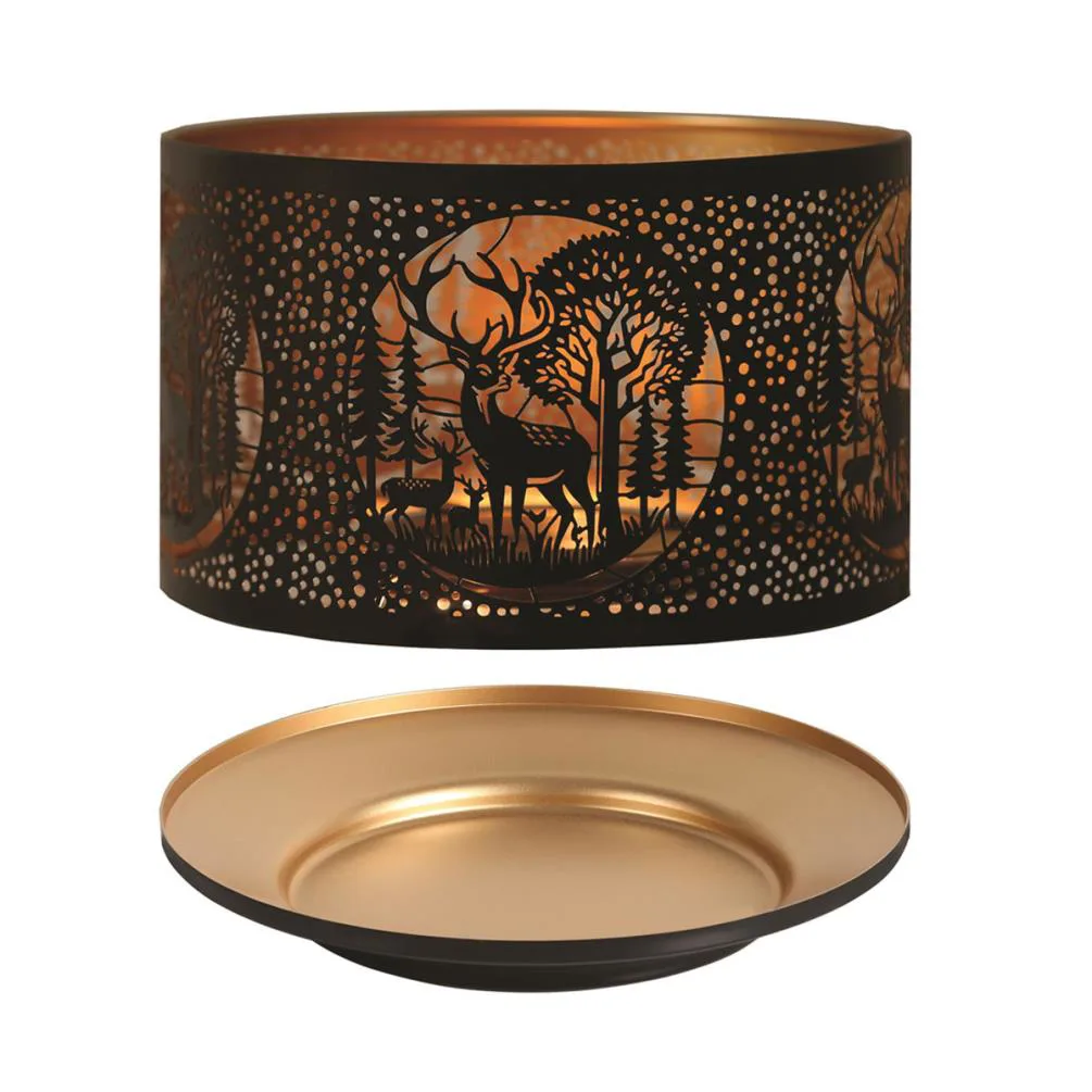 Aroma Silhouette Black &amp; Gold Deer Family Shade &amp; Tray