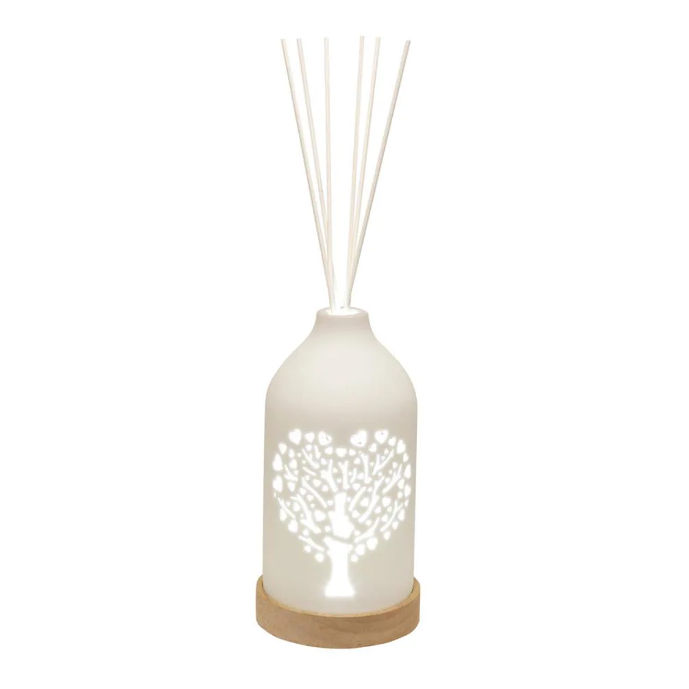 Woodbridge Heart Tree Clean Linen LED Light up Reed Diffuser
