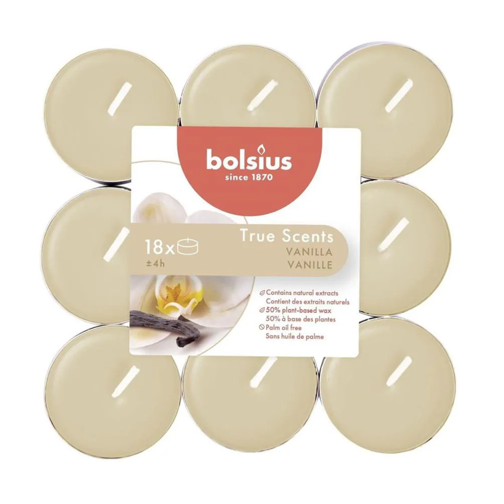 Bolsius Vanilla 4 Hour Tealights (Pack of 18)