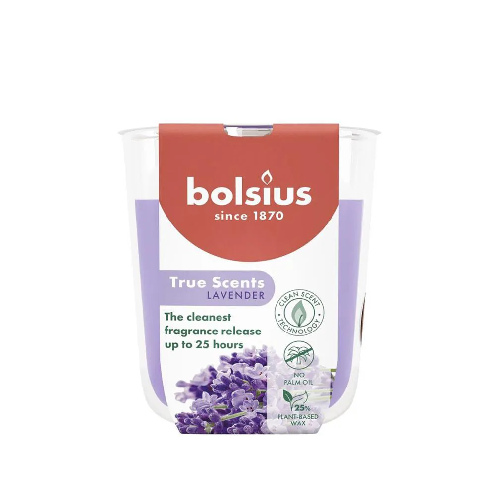 Bolsius Lavender True Scents Small Glass Jar Candle