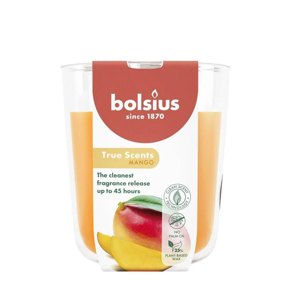 Bolsius Mango True Scents Medium Glass Jar Candle