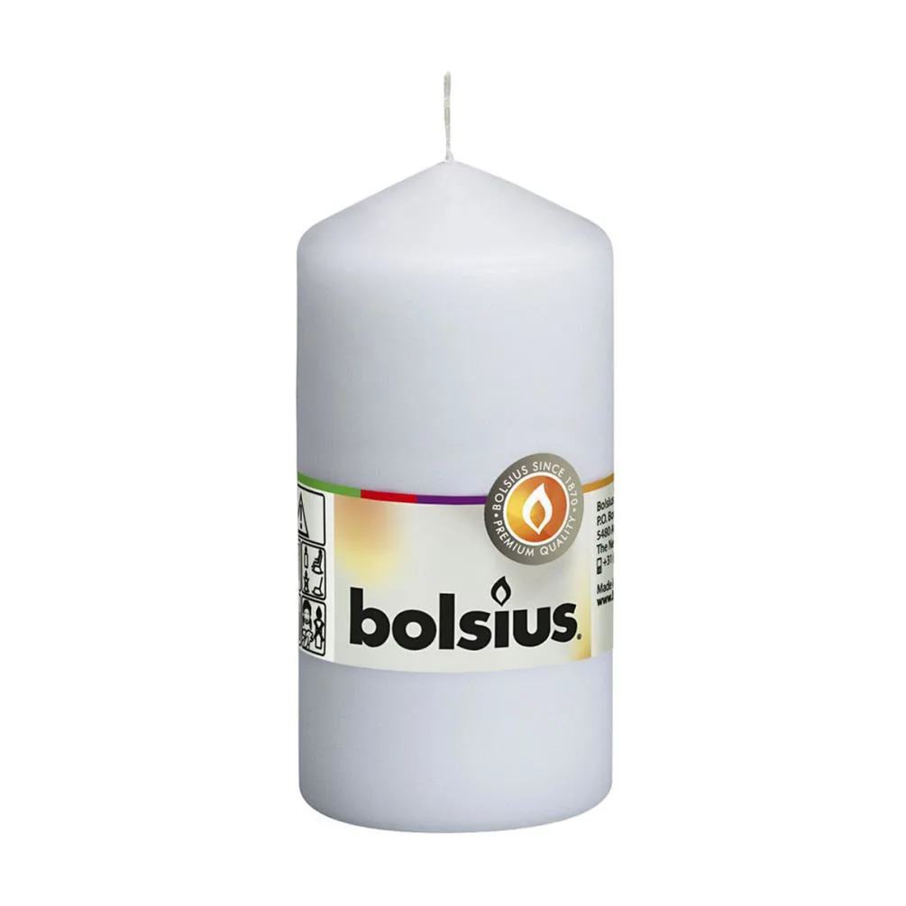 Bolsius White Pillar Candle 12cm x 6cm