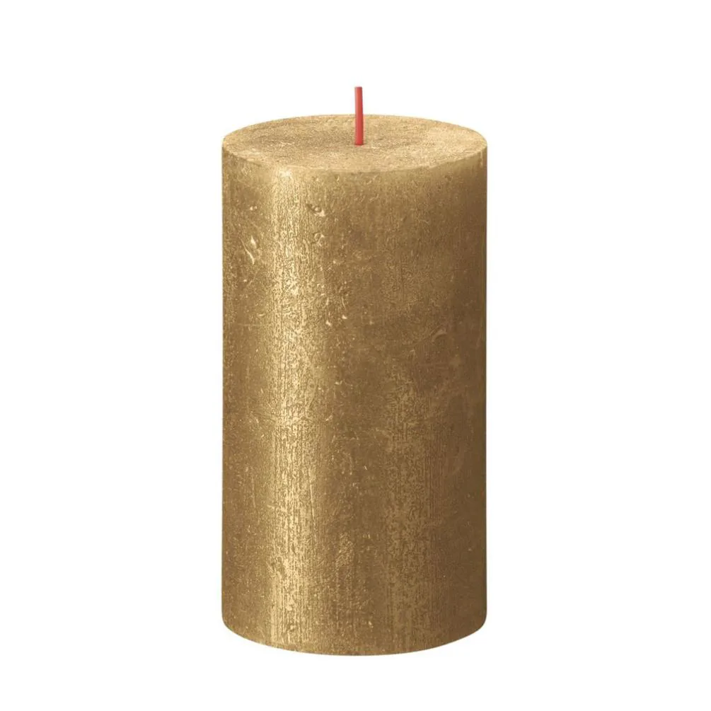 Bolsius Gold Rustic Shimmer Metallic Pillar Candle 13cm x 7cm