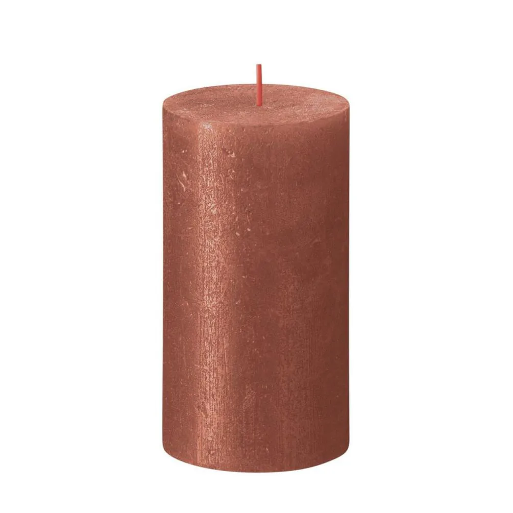 Bolsius Amber Rustic Shimmer Metallic Pillar Candle 13cm x 7cm