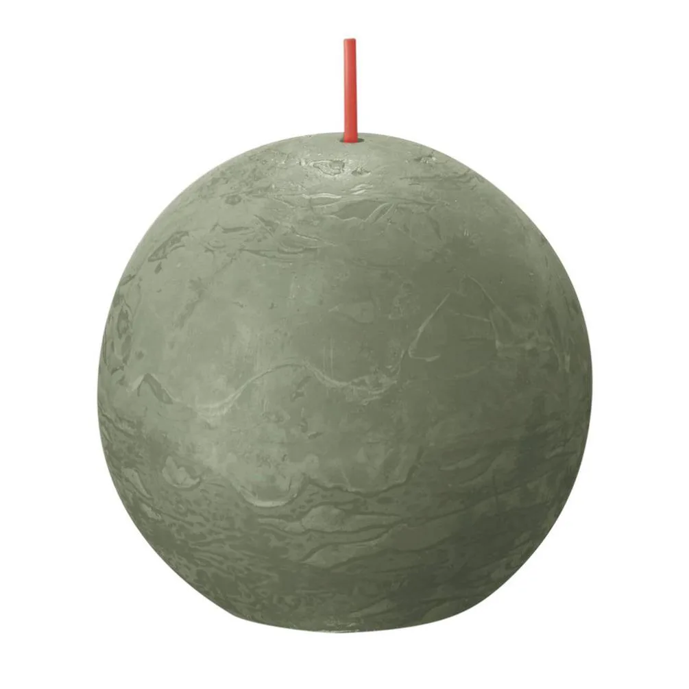 Bolsius Fresh Olive Rustic Ball Candle 8cm