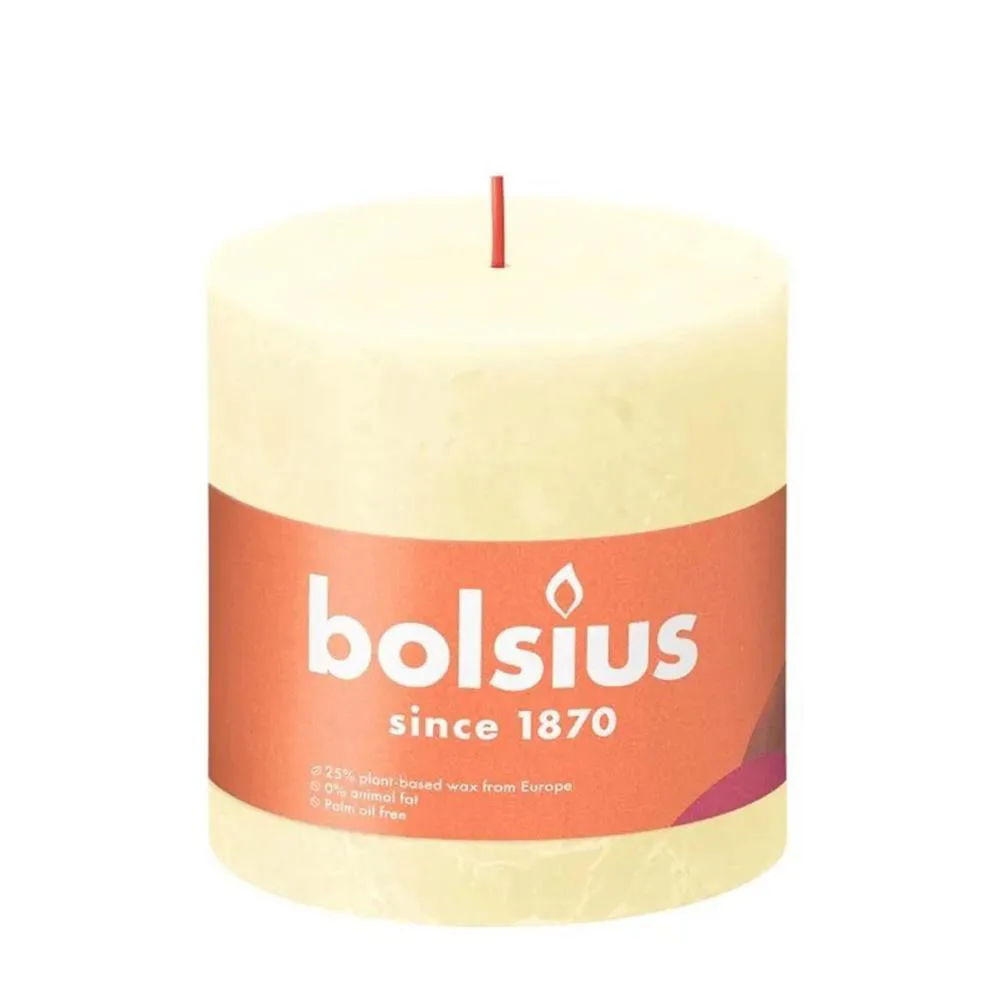 Bolsius Butter Yellow Rustic Shine Pillar Candle 10cm x 10cm