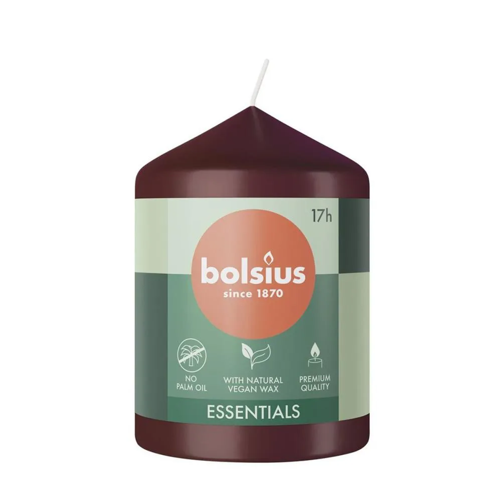 Bolsius Velvet Red Pillar Candle - 8cm x 6cm