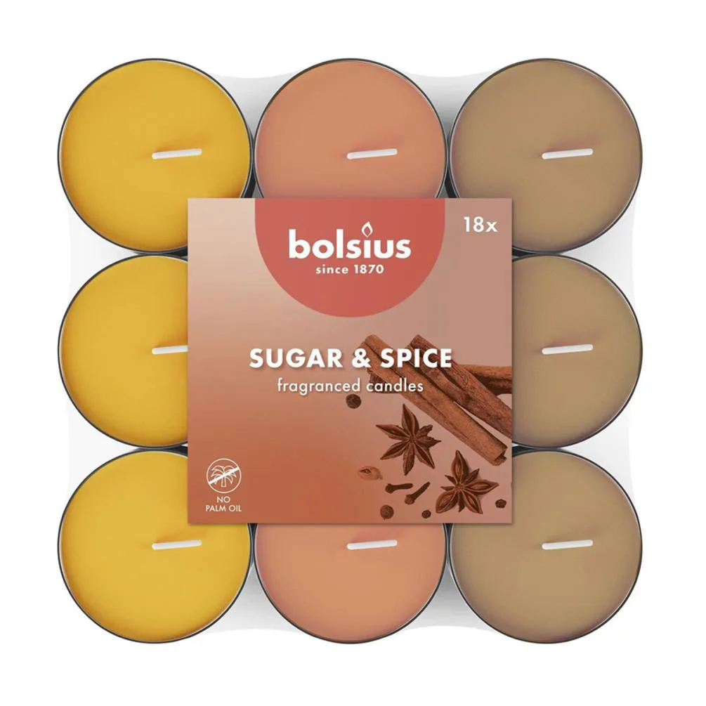 Bolsius Sugar & Spice 5 Hour Tealights (Pack of 18)