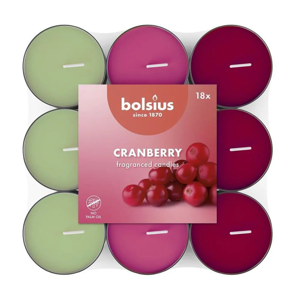 Bolsius Cranberry 5 Hour Tealights (Pack of 18)