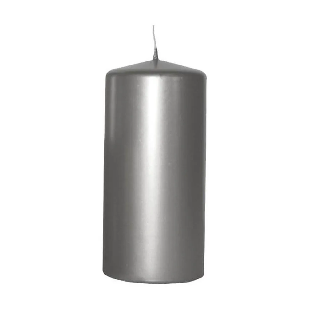 Bolsius Silver Pillar Candle 10cm x 6cm