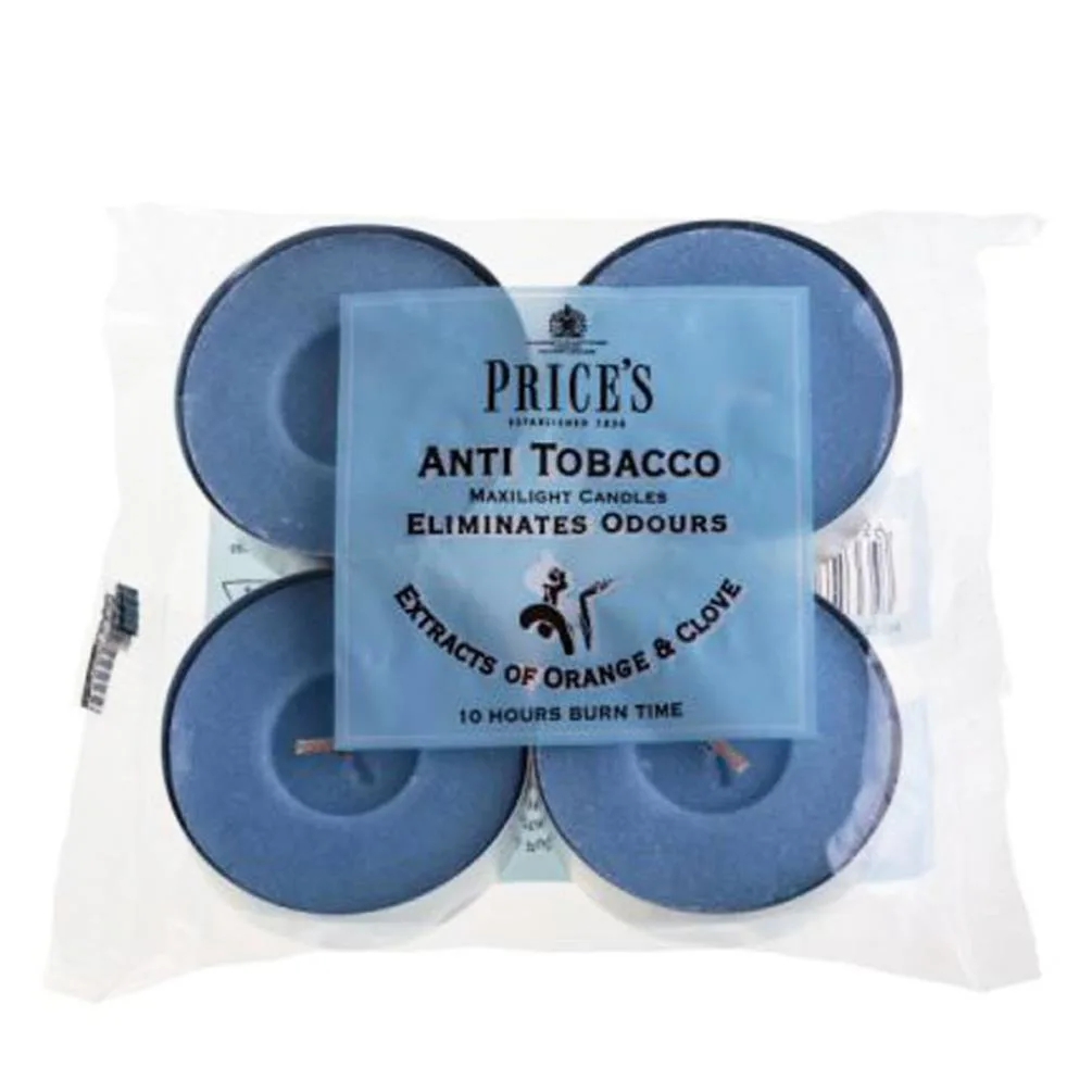 Price's Anti-Tobacco Fresh Air Maxi Tealights (Pack of 4)