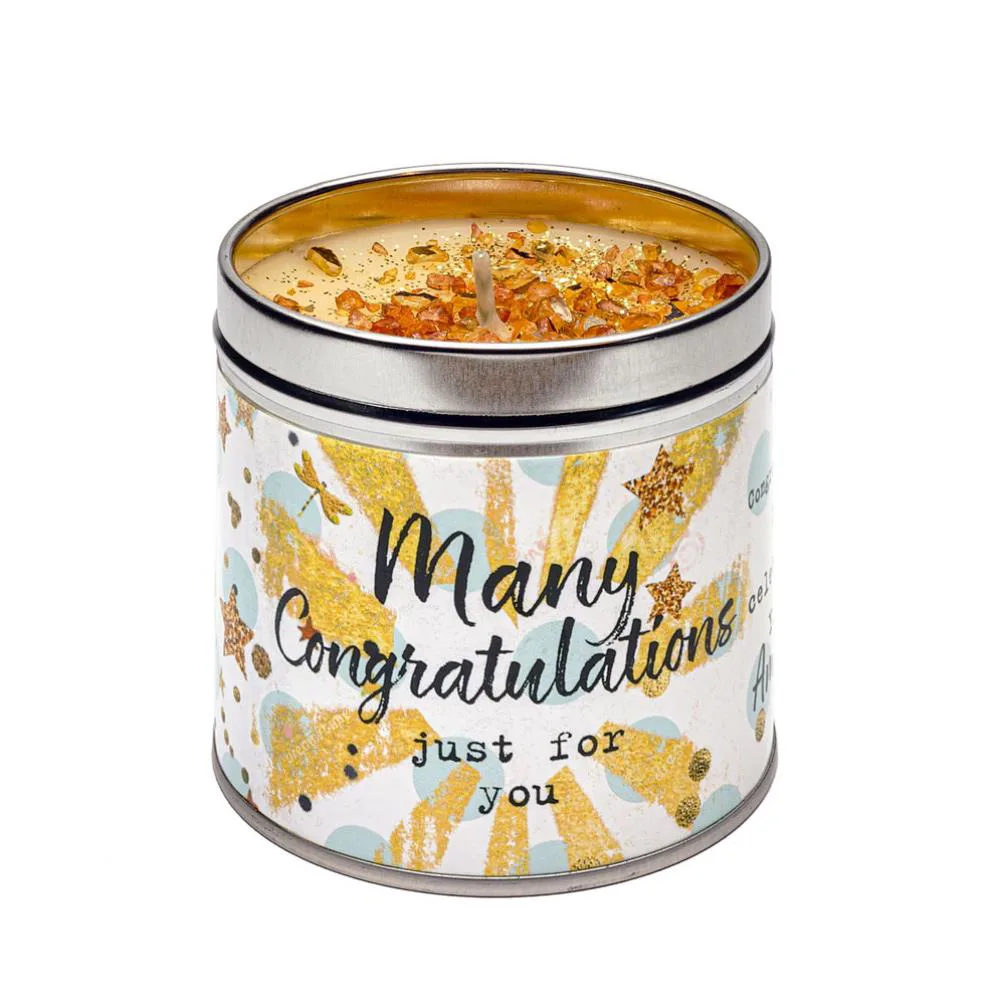 Best Kept Secrets Many Congratulations Tin Candle