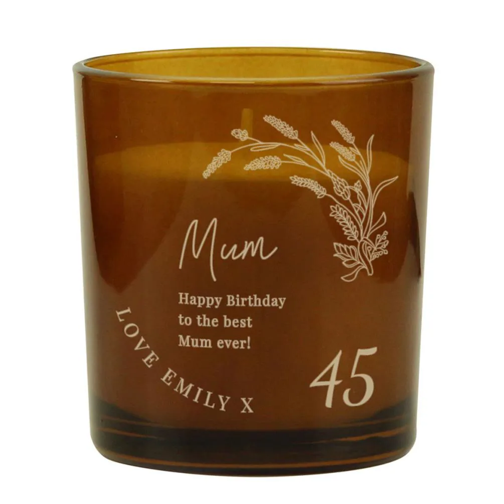 Personalised Birthday Amber Glass Jar Candle