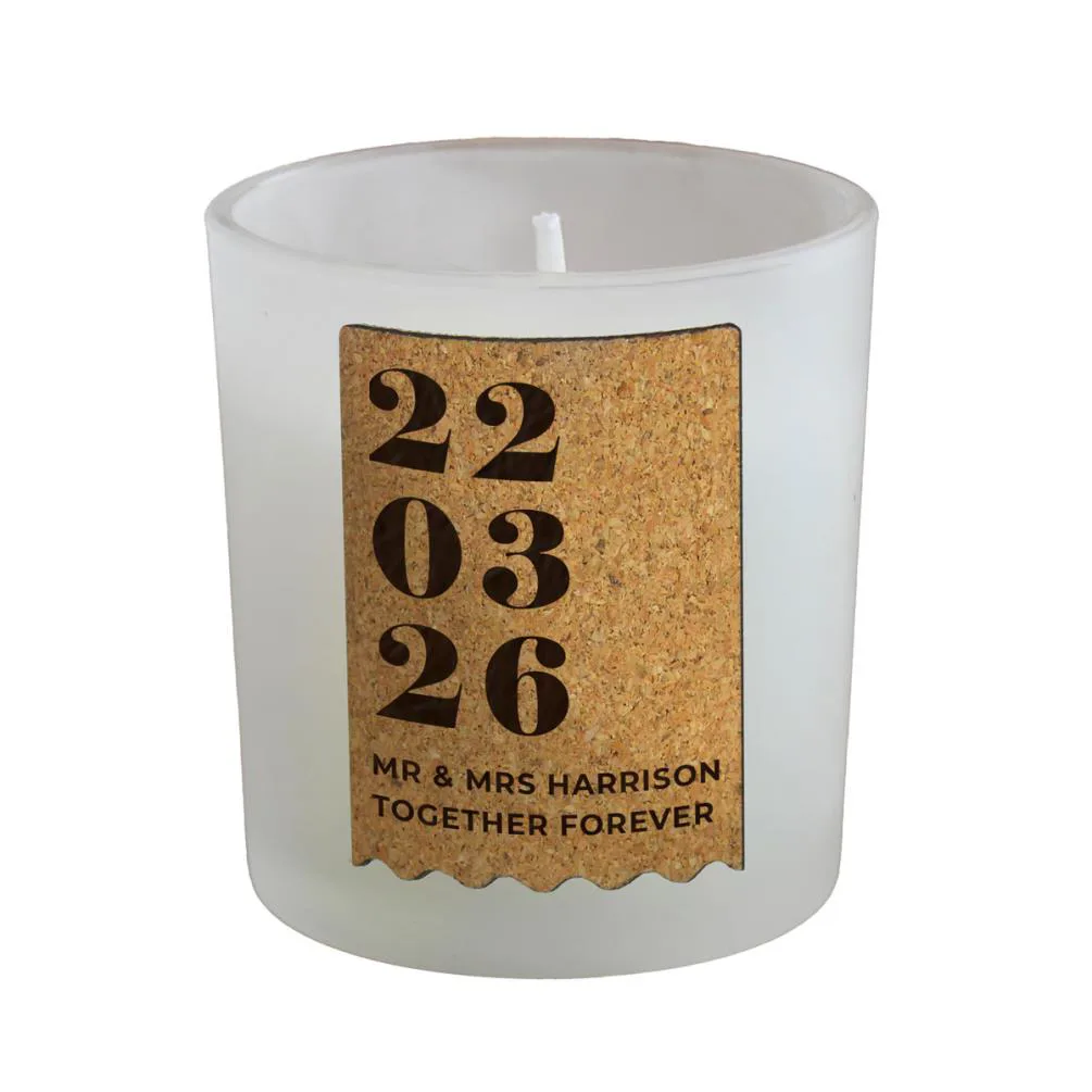 Personalised Anniversary Cork Label Jar Candle