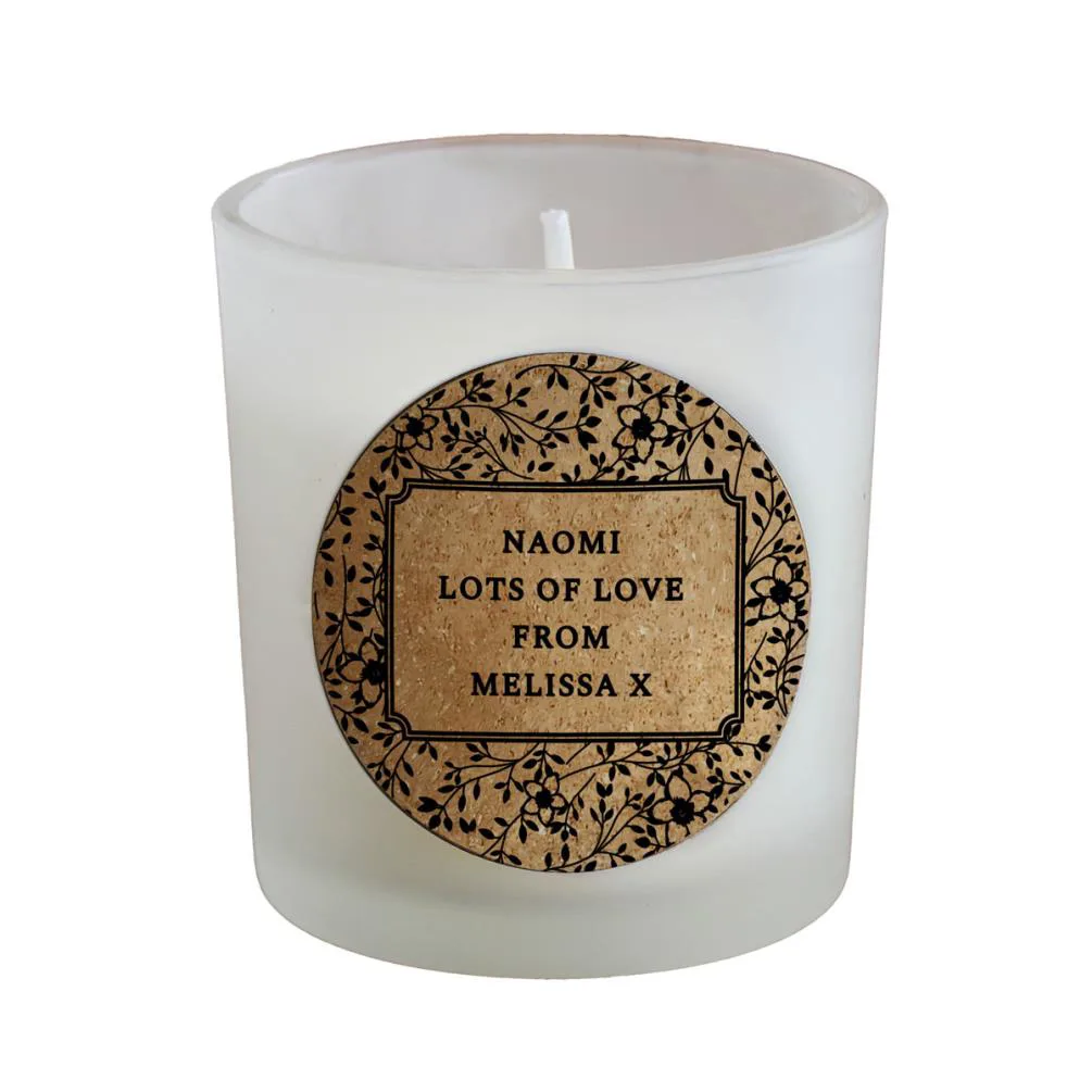 Personalised Floral Cork Label Jar Candle