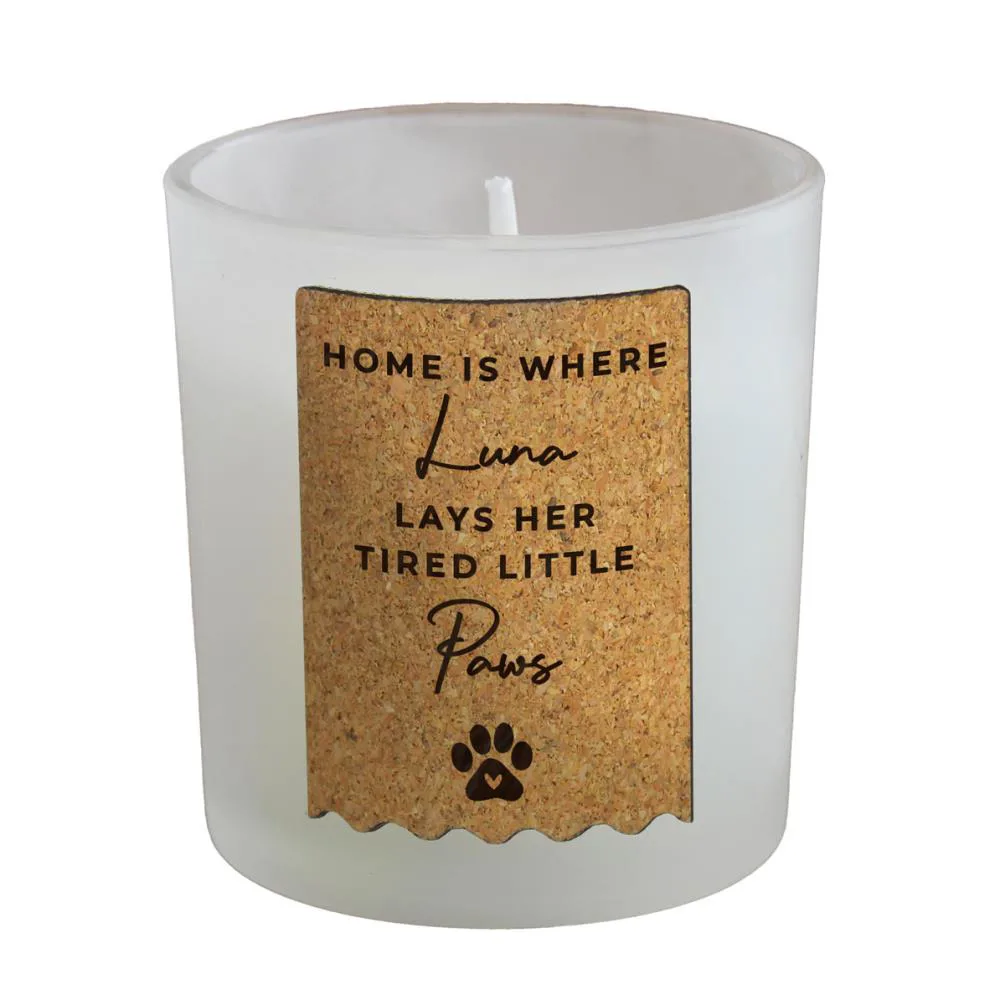 Personalised Paw Print Cork Label Jar Candle