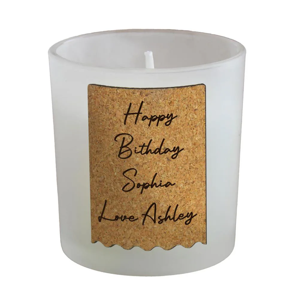 Personalised Cork Label Jar Candle