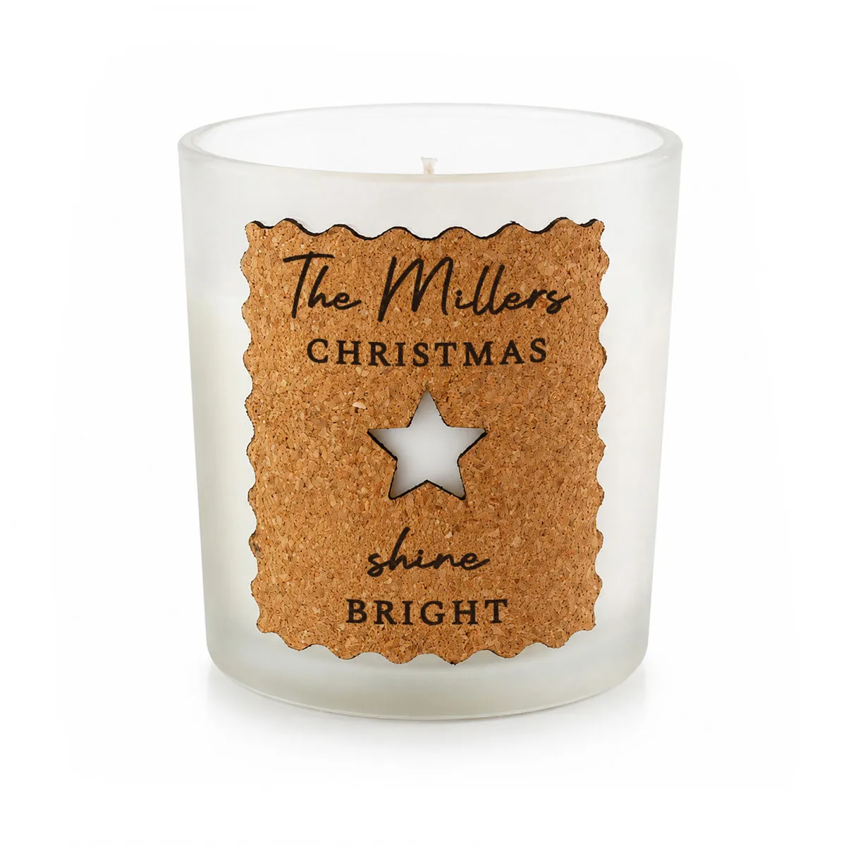 Personalised Star Cut Out Cork Label Jar Candle