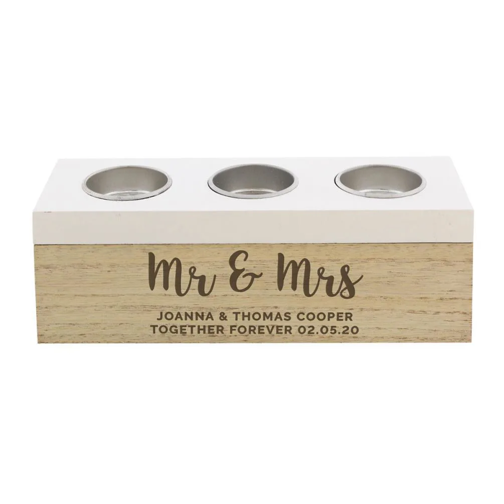 Personalised Free Text Triple Tea Light Box