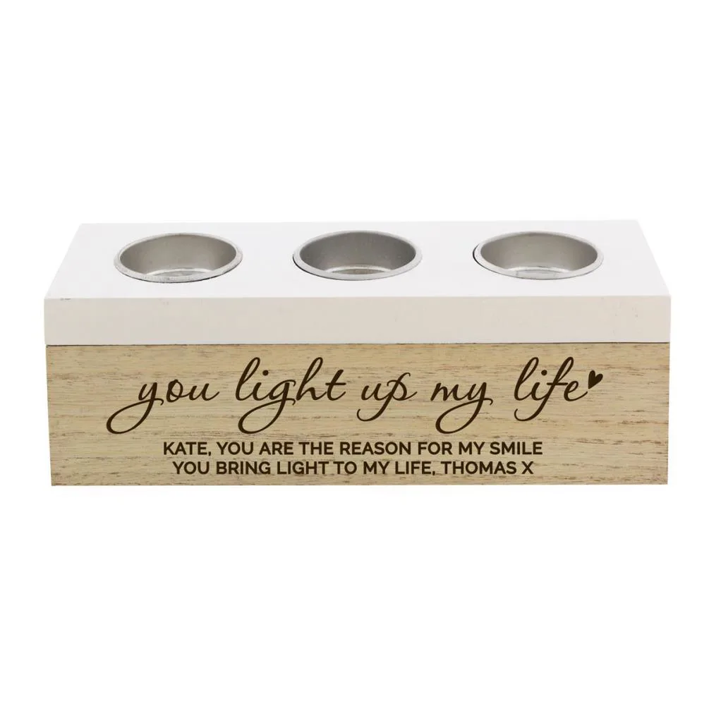 Personalised You Light Up My Life Triple Tea Light Box