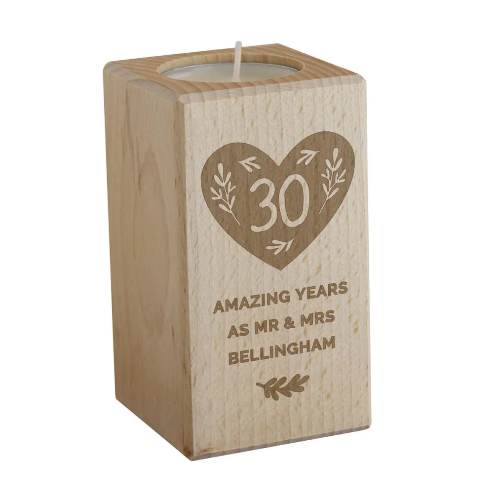 Personalised Anniversary Wooden Tealight Holder