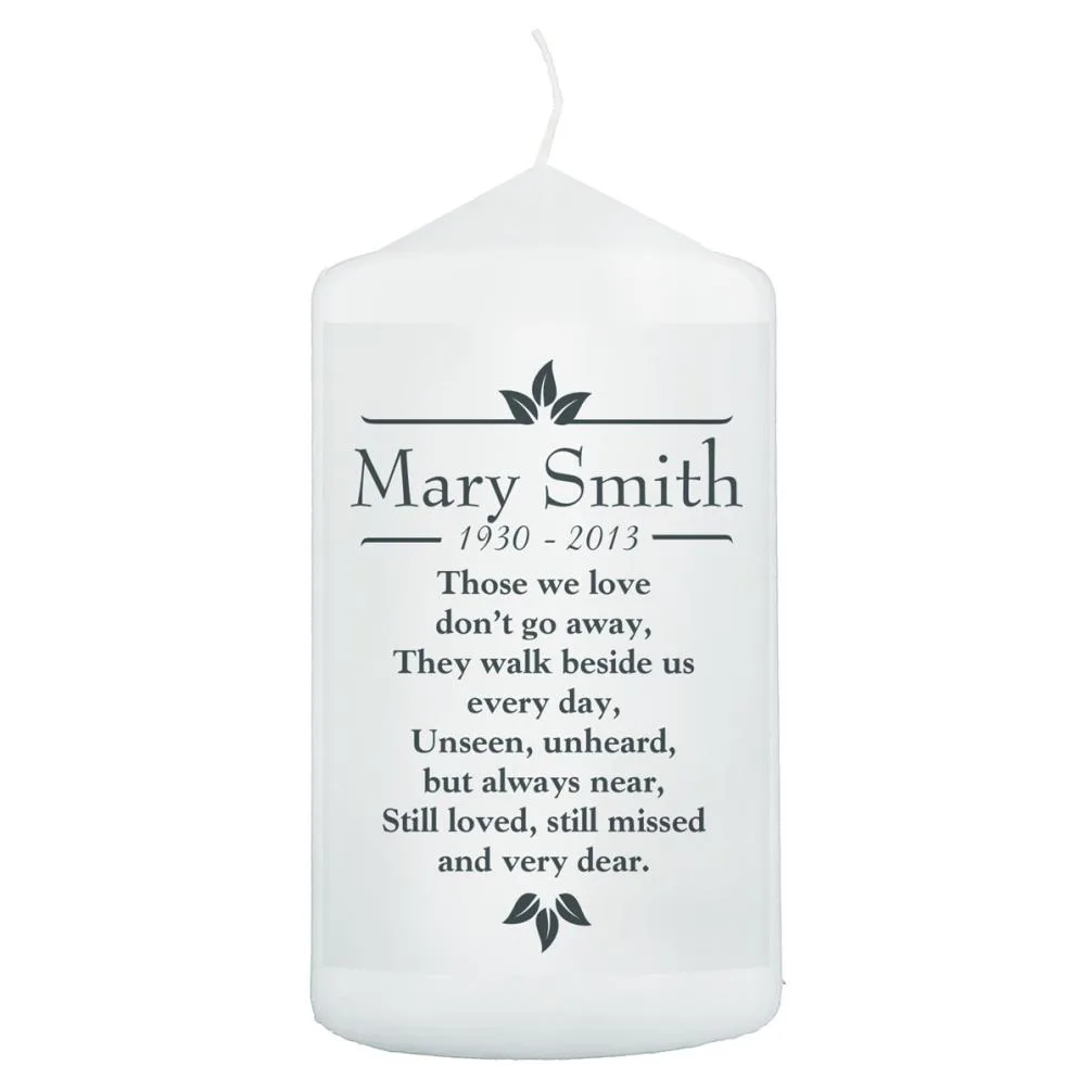 Personalised Sentiments Those We Love Pillar Candle
