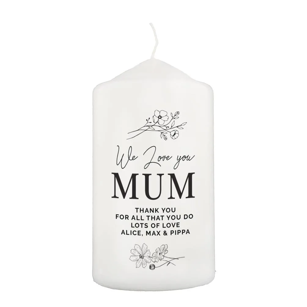 Personalised Floral Pillar Candle