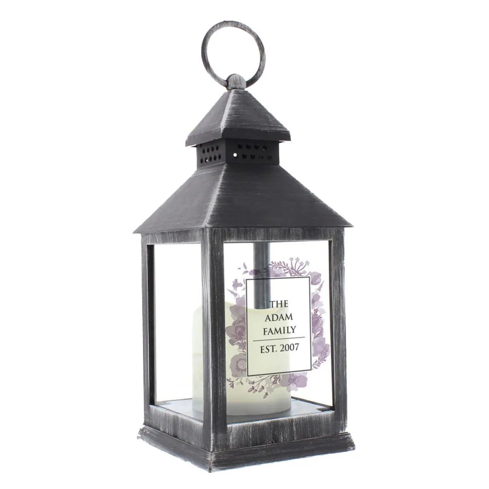 Personalised Soft Watercolour Rustic Black Lantern