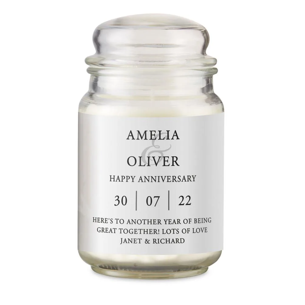 Personalised Couples Large Scented Jar Candle