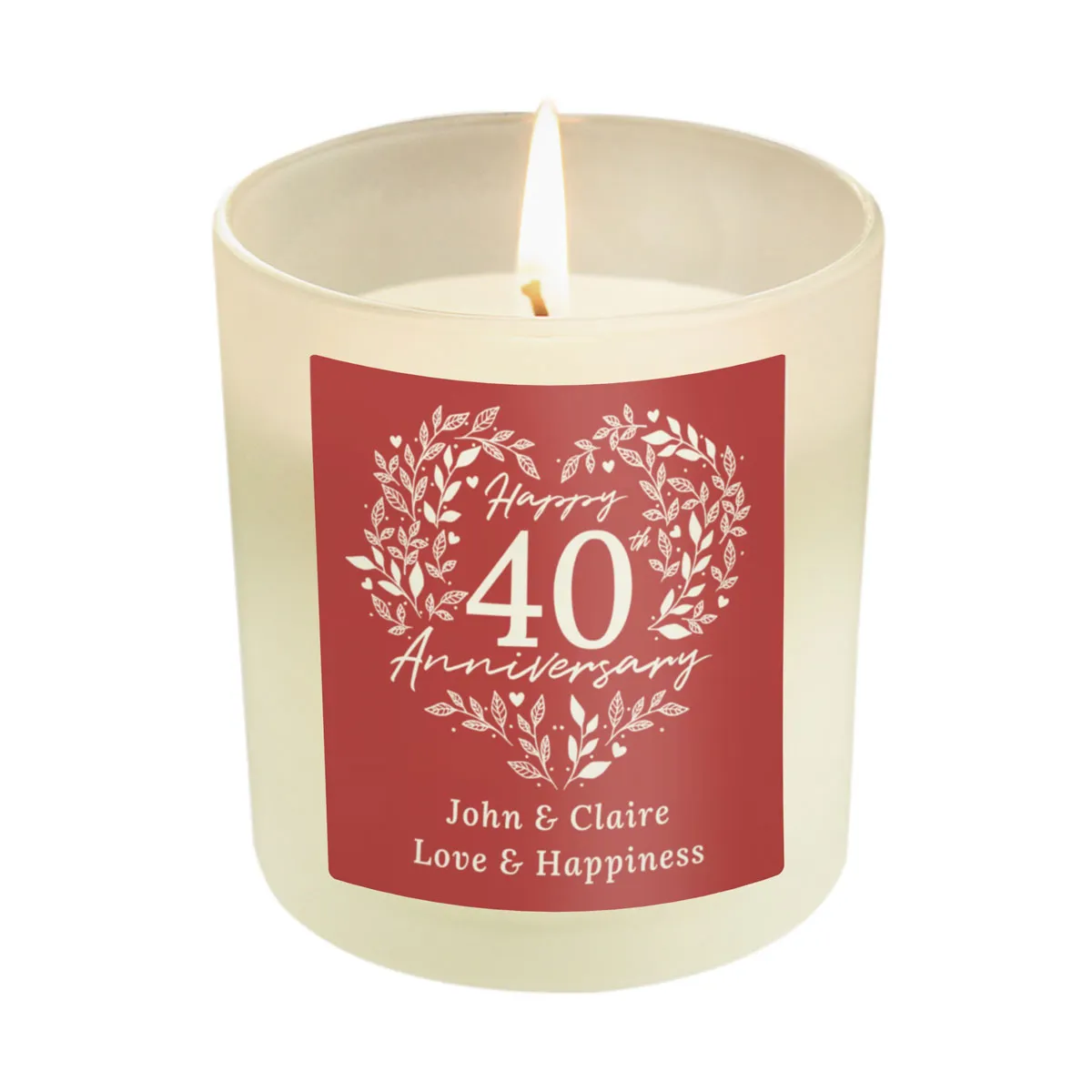 Personalised 40th Ruby Wedding Anniversary Frosted Jar Candle