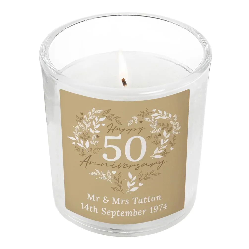 Personalised 50th Golden Wedding Anniversary Jar Candle