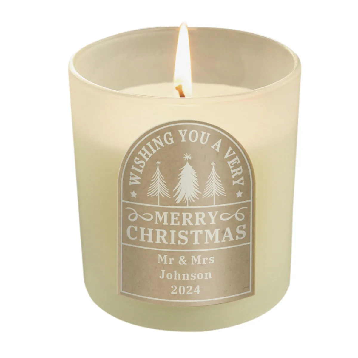 Personalised Christmas Frosted Jar Candle