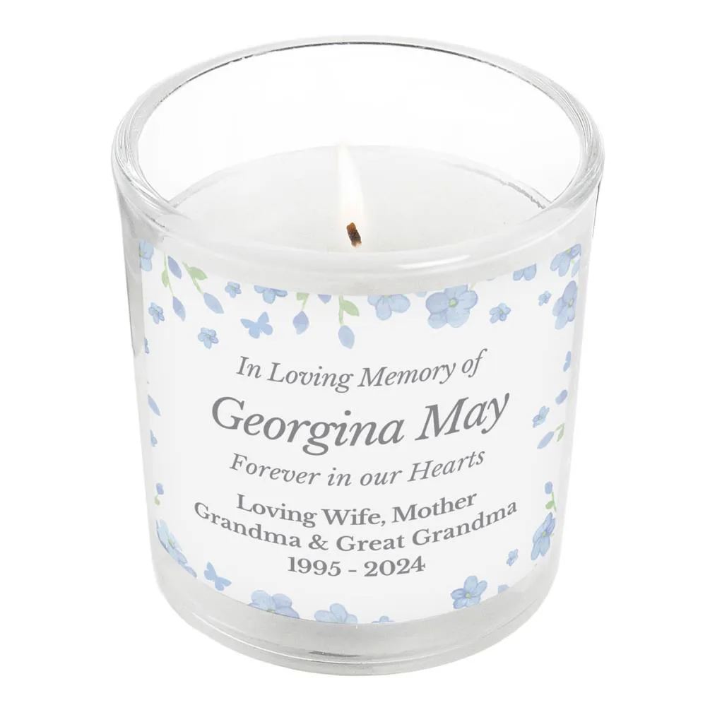 Personalised Memorial Forget Me Not Jar Candle