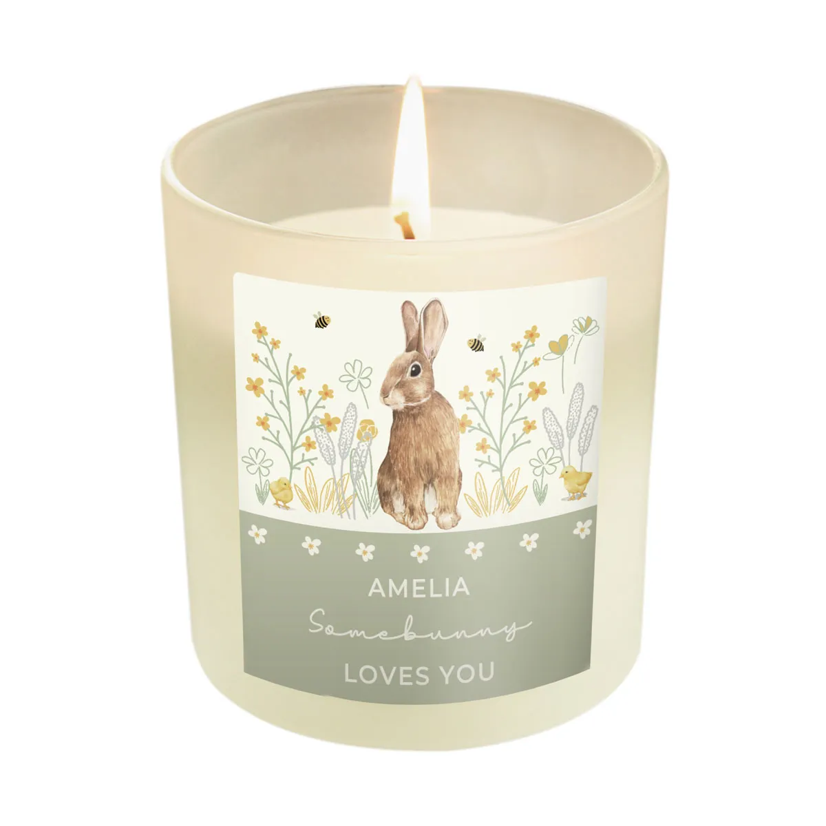 Personalised Spring Bunny Frosted Jar Candle
