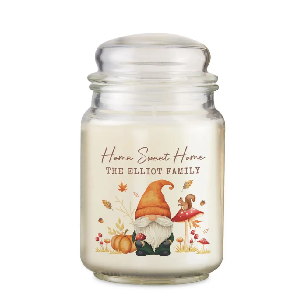Personalised Autumn Gonk Large Jar Candle