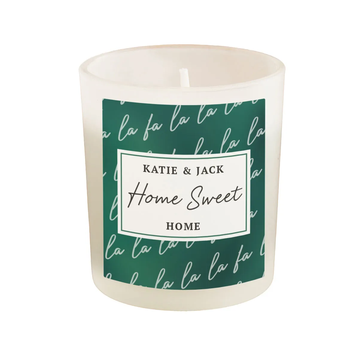 Personalised Fa La La Frosted Jar Candle