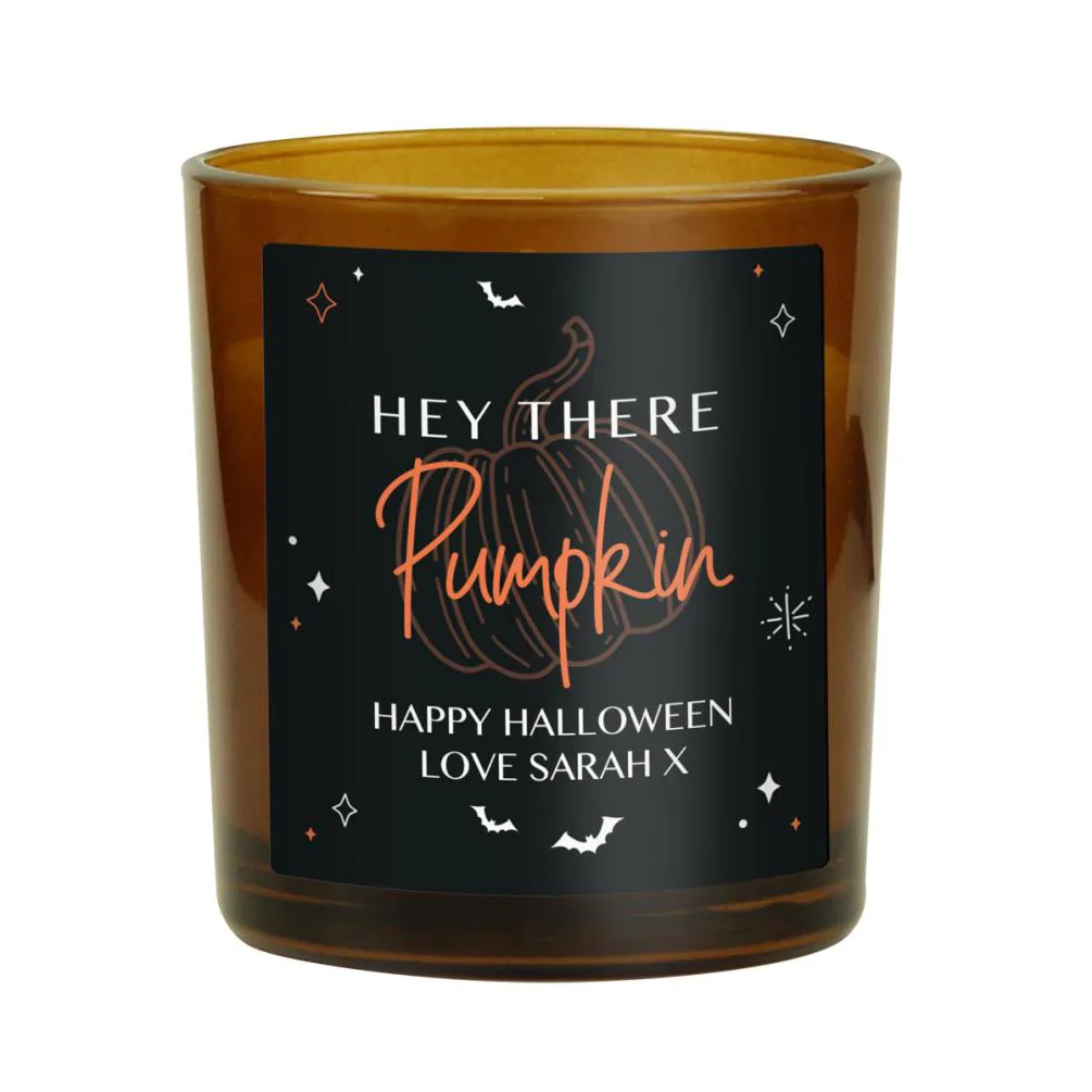 Personalised Pumpkin Amber Glass Candle